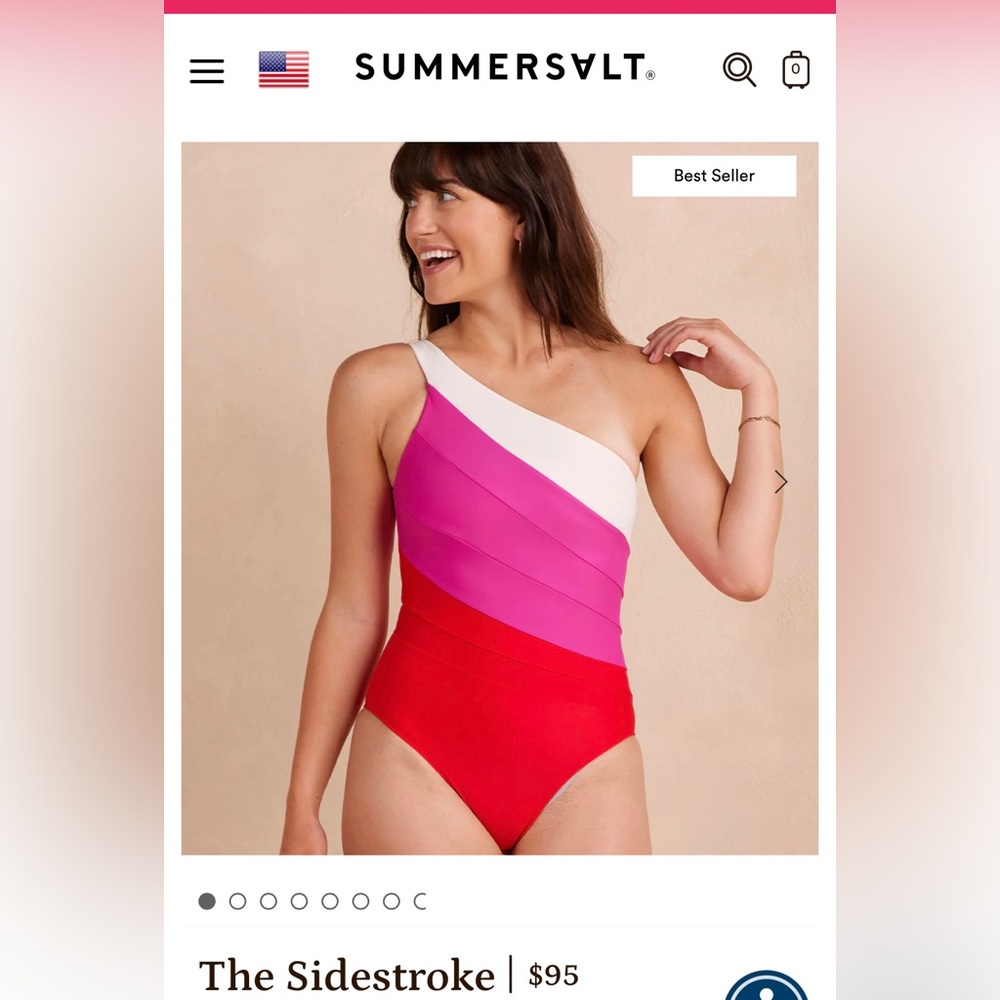 Summersalt “The Sidestroke” Lava, Hibiscus, and White Sand - size 14
